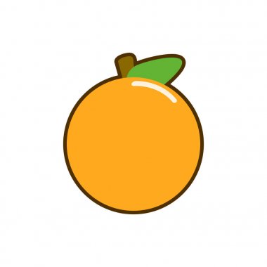 Bir yaprak ve dilimlenmiş meyve illüstrasyon ile turuncu meyve. beyaz düz çizgi film tasarımı.