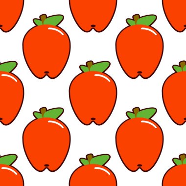 Elma. Beyaz üzerine kırmızı elma ile Seamless modeli. Meyve düz resimde arka plan