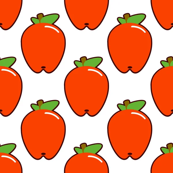 Äpfel. nahtloses Muster mit roten Äpfeln auf weißen. Obst Hintergrund flache Illustration — Stockfoto