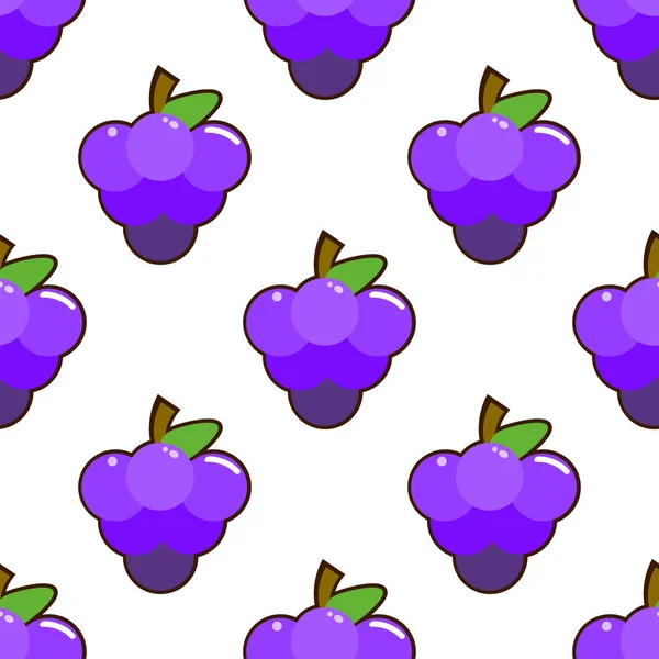 Seamless Pattern bunch of grapes with leaves on white background. Flat  illustration — Stock Photo, Image