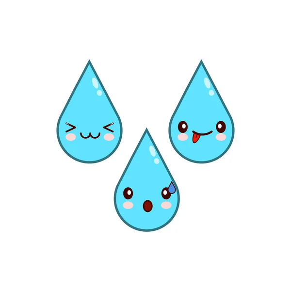Happy Water Drop Cartoon Characters icon .Flat design Vector Illustration — Stock Vector