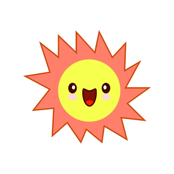 Smiling Yellow Simple Sun Cartoon Mascot Character. Vector Illustration Isolated On White Background — Stock Vector