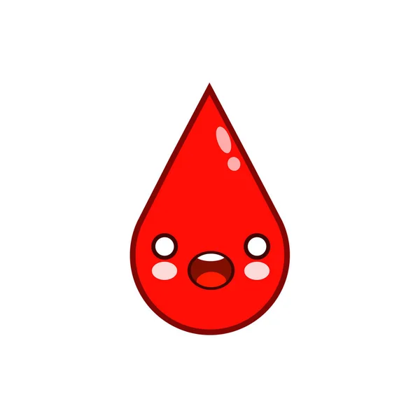 Funny and cute red hot water drop smiling Estilo plano Vector Ilustración — Archivo Imágenes Vectoriales