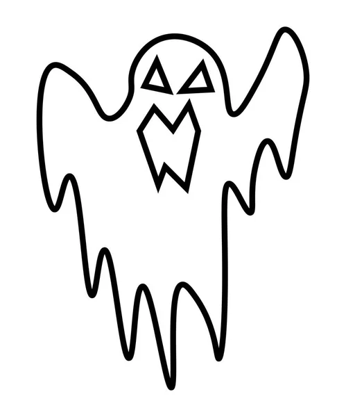 Ghost rajzfilmfigura. Aranyos vonalak elszigetelt szimbólum. Halloween logó. Lapos kivitel ikon füzet, banner, honlapján. Vektoros illusztráció. — Stock Vector
