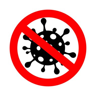 Koronavirüsü imzalayın. Koronavirüsü durdurun. Coronavirüs salgını. Coronavirus tehlikesi ve halk sağlığı risk hastalığı ve grip salgını. Tehlikeli hücrelerle salgın hastalık konsepti. Vektör çizimi