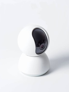 Wireless surveillance camera isolated on white background, a Concept of a home surveillance and intrusion protection system