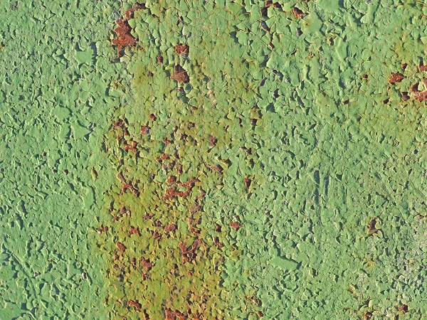 Yeşil renge boyanmış paslı metal yüzey — Stok fotoğraf