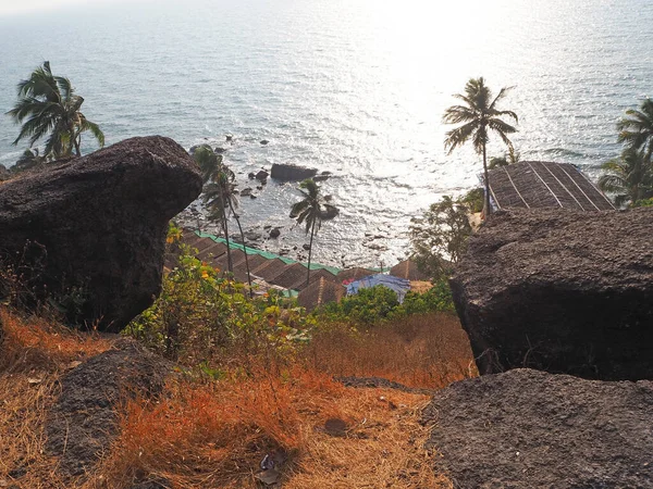 Vue Pittoresque Colline Mer Des Palmiers Poussent Sur Colline — Photo