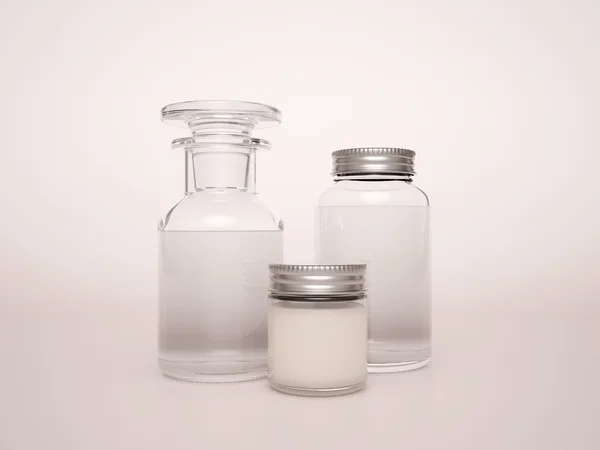 Cream container. Cosmetic glass bottle — Stock Photo, Image