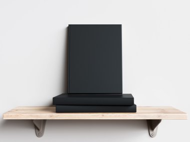 Beyaz duvar kitabı rafta. 3D çizim