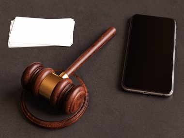 Yargıç Tokmak, smartphone, kartvizit deri yüzey üzerinde 's. 3D çizim