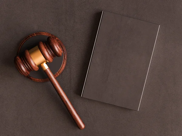 Soudcova kladívka na kožený podklad. 3D obrázek — Stock fotografie