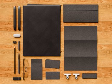 Üstten Görünüm ofis kurumsal mockup tasarım. 3D çizim