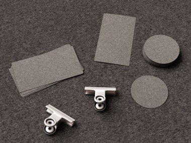 Kumaş yüzey üzerinde siyah kartvizit. 3D çizim