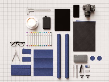 İleti örneği mockup sahne marka. 3D çizim