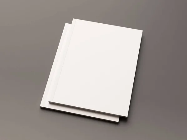 Пустий журнал на сірому фоні. 3D ілюстрація — стокове фото