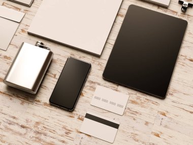 Ofis kurumsal mockup tasarım. 3D çizim