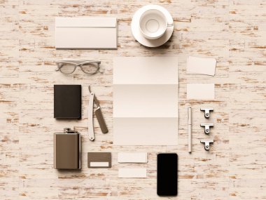 Ofis kurumsal mockup tasarım. 3D çizim