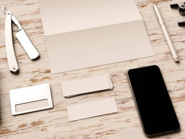 Ofis kurumsal mockup tasarım. 3D çizim