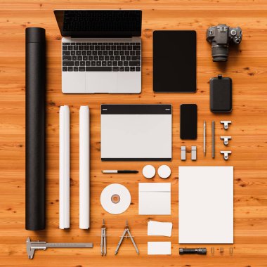 İleti örneği mockup sahne marka. 3D çizim