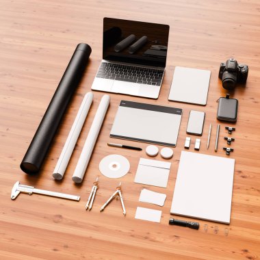 İleti örneği mockup sahne marka. 3D çizim