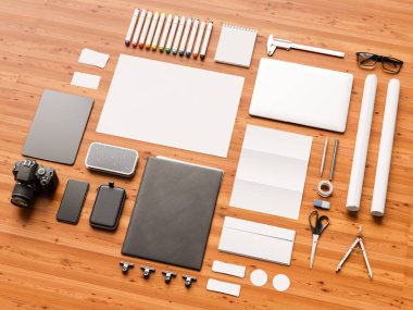 İleti örneği mockup sahne marka. 3D çizim