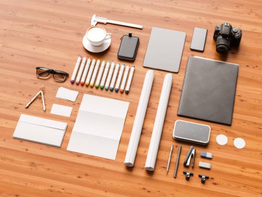 İleti örneği mockup sahne marka. 3D çizim