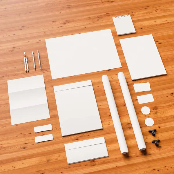 Branding briefpapier mockup scène. 3D illustratie — Stockfoto