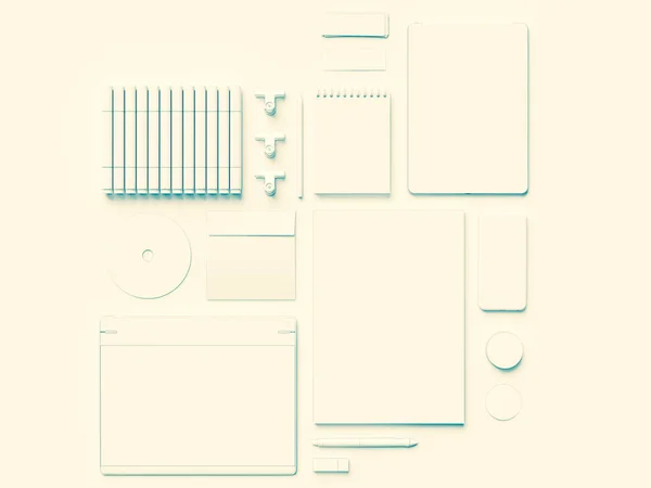 Set of white identity elements. 3D illustration — Stock Photo, Image