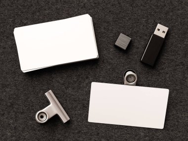 Deri arka plan üzerinde kartvizit. 3D çizim