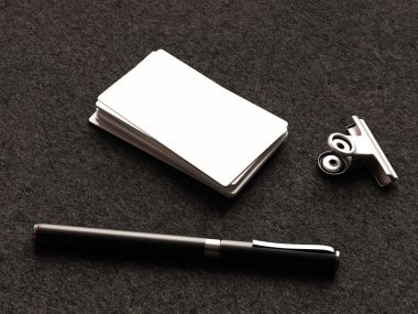 Deri arka plan üzerinde kartvizit. 3D çizim