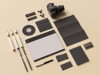 Ofis kurumsal mockup tasarım. 3D çizim