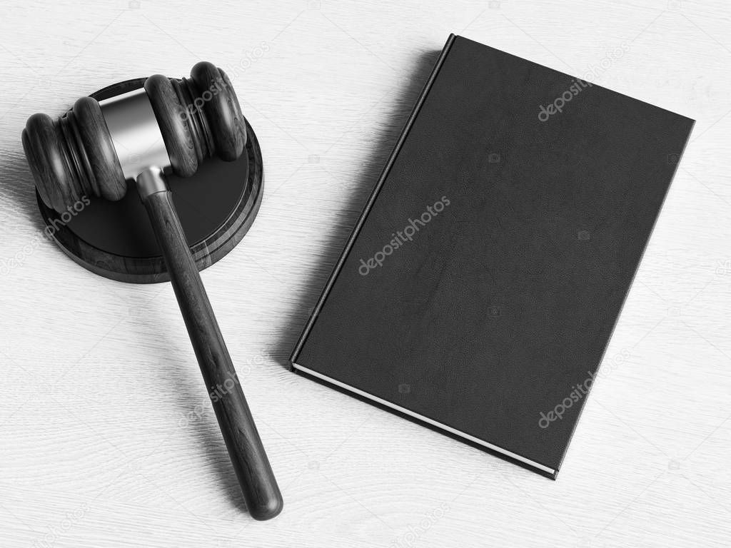 Black and white. Judge's gavel. 3D illustration