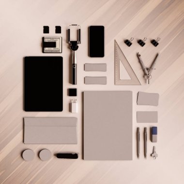 Ofis kurumsal mockup tasarım. 3D çizim