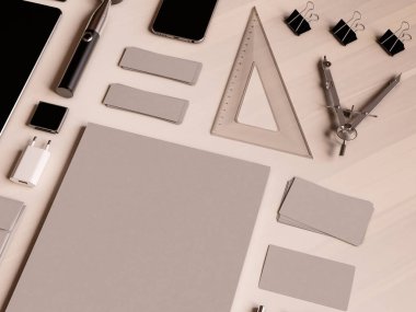 Ofis kurumsal mockup tasarım. 3D çizim