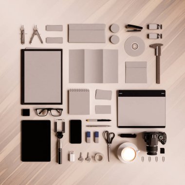 Ofis kurumsal mockup tasarım. 3D çizim