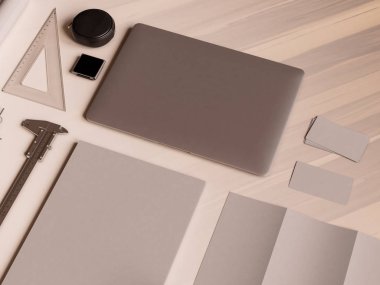 Ofis kurumsal mockup tasarım. 3D çizim