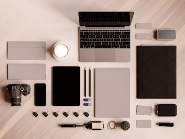 Ofis kurumsal mockup tasarım. 3D çizim