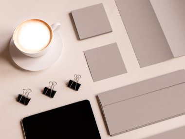 Ofis kurumsal mockup tasarım. 3D çizim