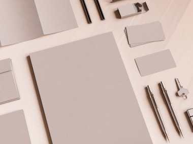 Ofis kurumsal mockup tasarım. 3D çizim