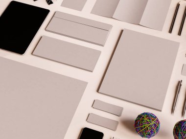 Ofis kurumsal mockup tasarım. 3D çizim