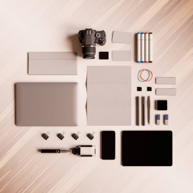 Ofis kurumsal mockup tasarım. 3D çizim