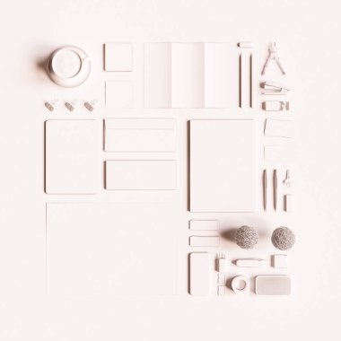 Ofis kurumsal mockup tasarım. 3D çizim