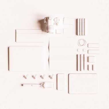 Ofis kurumsal mockup tasarım. 3D çizim