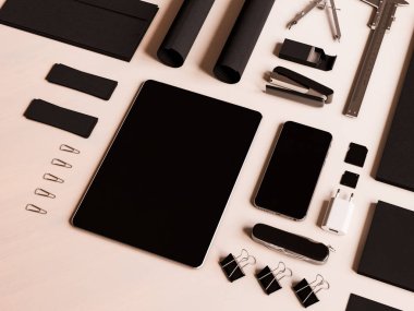 Ofis kurumsal mockup tasarım. 3D çizim