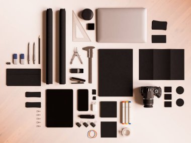 Ofis kurumsal mockup tasarım. 3D çizim