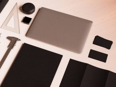 Ofis kurumsal mockup tasarım. 3D çizim