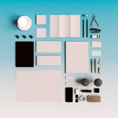 Kimlik marka için şablon. 3D çizim