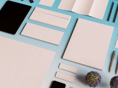 Kimlik marka için şablon. 3D çizim