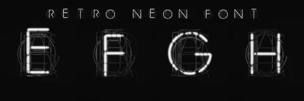 Black and white neon Alphabet. 3D illustration — Stock Photo, Image